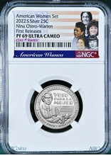 Load image into Gallery viewer, 2022 S Silver NGC American Women Nina Otero-Warren QUARTER Proof coin PF 69 FR