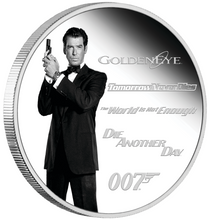 Load image into Gallery viewer, JAMES BOND LEGACY SERIES 4th ISSUE 2024 1oz SILVER PROOF $1 COIN Pierce Brosnan