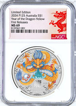 Load image into Gallery viewer, 2024 Australia Silver Lunar Year of the Dragon NGC MS69 1oz $1 Coin P125 Colored