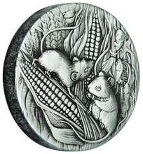 Load image into Gallery viewer, 2020 Year of the Mouse 2oz .9999 SILVER $2 First Lunar ANTIQUED COIN