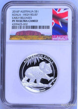 Load image into Gallery viewer, 2016 P Australia HIGH RELIEF 1oz Silver Koala $1 Coin NGC PF70 ER NEW LABEL COA
