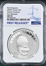 Load image into Gallery viewer, 2022 Homer Simpson Simpsons $1 1oz .9999 Silver COIN NGC MS70 FR