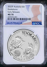 Load image into Gallery viewer, 2023 P Australia Silver Kookaburra NGC MS 70 $1 1 oz Coin Flag ER Label PERFECT