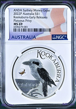 Load image into Gallery viewer, 2022 Kookaburra 1oz Silver $1 Coin Platypus Privy Sydney Expo NGC MS69 ANDA ER