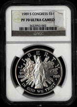 Load image into Gallery viewer, 1989 S Congress Bicentennial Commemorative Silver Coin $1 NGC PF70 ULTRA CAMEO