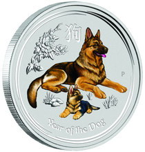 Load image into Gallery viewer, RARE 2018 Australia Colored Silver Lunar Year of the Dog NGC "PF" 70 1/4 oz Coin