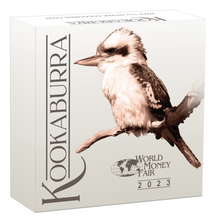 Load image into Gallery viewer, 2023 Berlin Show WMF Australia Kookaburra Silver NGC MS70 1oz $1 Coin ER Flag L