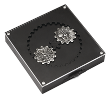 Load image into Gallery viewer, 2018 EVOLUTION OF INDUSTRY 1oz Antiqued SILVER GEAR-SHAPED TWO-COIN SET (2oz)