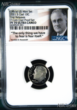 Load image into Gallery viewer, 2021 S US Mint Proof-SET Version 10C Clad Roosevelt Dime NGC PF70 UC FR
