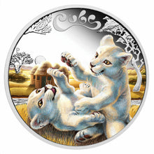 Load image into Gallery viewer, 2016 White Lion Cubs Tuvalu 1/2 oz SIlver Proof 50c Half Dollar Coin Colorized