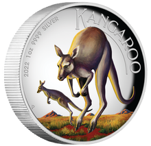 Load image into Gallery viewer, 2022 Australia Kangaroo 1oz $1 Silver Proof Colored High Relief Coin