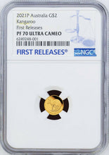 Load image into Gallery viewer, 2021 Australia Mini Roo Kangaroo PROOF 9999 GOLD 0.5g $2 NGC PF70 Coin FR