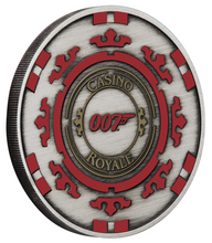 Load image into Gallery viewer, JAMES BOND 007 CASINO ROYALE CASINO CHIP 2023 1oz SILVER $1 ANTIQUED COLOR COIN