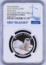 Load image into Gallery viewer, 2017 P Tuvalu PROOF Silver Polar Babies Harp Seal NGC PF70 1/2 oz Coin w/ OGP