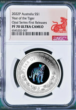 Load image into Gallery viewer, 2022 Australia OPAL LUNAR Year of the Tiger 1 oz Silver Proof Coin NGC PF70 FR