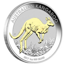 Load image into Gallery viewer, Australian Gilt Gilded 2017 Kangaroo Proof Silver 1 oz Dollar $1 Coin Australia