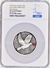Load image into Gallery viewer, 2018 End of WWI 100th Anniversary 5oz Silver Coin NGC MS70 Australia Antiqued $8