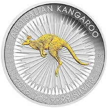 Load image into Gallery viewer, Australian First Gilded 2016 Kangaroo Proof Silver 1 oz Dollar $1 Coin Australia