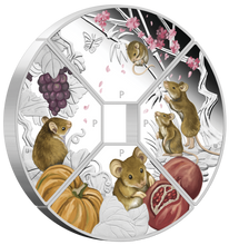 Load image into Gallery viewer, 2020 LUNAR YEAR OF THE MOUSE QUADRANT SILVER $1 4-coin-set 4x 1oz Fan-shape