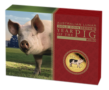 Load image into Gallery viewer, 2019 P Australia PROOF COLORED GOLD $100 Lunar Year of the PIG NGC PF70 1oz Coin
