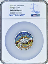 Load image into Gallery viewer, 2023 KANGAROO YONGKA 2oz Silver Antiqued Colored Coin NGC MS69 ER Blue Label