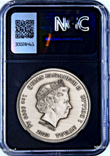 Load image into Gallery viewer, 2023 Royal Casino CHIP Antiqued SILVER $1 1oz COIN NGC MS70 James Bond 007 BLACK