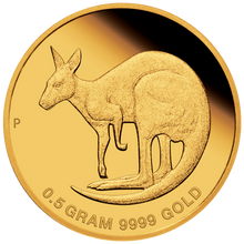 Load image into Gallery viewer, 2021 Australia Mini Roo $2 0.5 Gram .9999 Pure Gold Proof coin in card Kangaroo