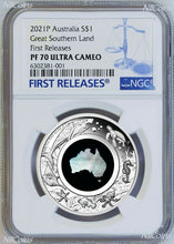 Load image into Gallery viewer, 2021 Australia Great Southern Land Mother of Pearl 1oz Silver Coin NGC PF70 FR