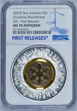 Load image into Gallery viewer, 2021 Christmas Wonderland 2oz Silver Antiqued Coin NGC MS 70 FR