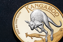 Load image into Gallery viewer, FIRST Reverse-Gilded 2022 Kangaroo Proof Silver 2 oz $2 Coin Australia