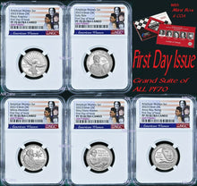 Load image into Gallery viewer, FDOI First Day of Issue 5-coin PF70 Set 2022 S NGC American Women Silver QUARTER