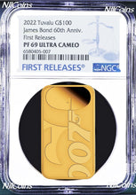 Load image into Gallery viewer, 2022 60 YEARS OF JAMES BOND 007 1oz 9999 Gold Proof $100 COIN PF69 NGC Cert"007"