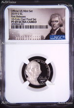 Load image into Gallery viewer, 2019 S Proof 5C Nickel NGC PF69 ULTRA CAMEO FR in 10-coin-set Jefferson label