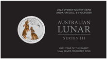 Load image into Gallery viewer, 2023 SYDNEY MONEY EXPO SHOW SPECIAL YEAR OF THE Rabbit 1/4oz SILVER COLORED COIN