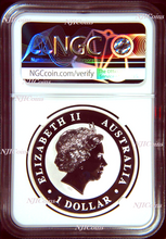 Load image into Gallery viewer, 2018 P Berlin Show Australia COLORED Kookaburra Silver NGC MS 70 1oz $1 Coin FR