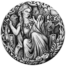 Load image into Gallery viewer, 2017 Norse Goddesses Frigg 2oz Silver Antiqued High Relief Coin Antique