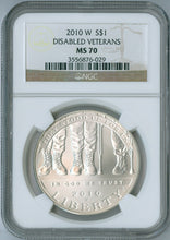 Load image into Gallery viewer, 2010 Disabled American Veterans Commemorative Coin $1 NGC MS 70 MS70
