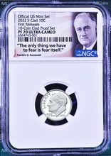 Load image into Gallery viewer, 2022 US Mint 5 Coin Clad Proof SET Dime Cent Nickel $1 50c NGC PF70 FR