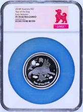 Load image into Gallery viewer, RARE 2018 P Australia PROOF Silver 3-Coin Set Lunar Year of the Dog NGC PF 70 ER