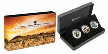 Load image into Gallery viewer, 3 COIN SET AUSTRALIAN OUTBACK 2015 1/2OZ SILVER COLOURED COLLECTION Australia