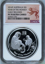 Load image into Gallery viewer, 2016 P Australia PROOF Silver Lunar Year of the Monkey NGC PF 70 1 oz $1 Coin ER