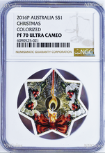 Load image into Gallery viewer, 2016 1oz Christmas Tree Star Shaped Silver Proof Coin Silver $1 coin NGC PF70 BR