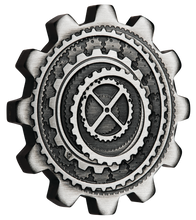 Load image into Gallery viewer, 2020 Industry In Motion ANTIQUED Gear-Shaped 1oz Silver 2-COIN-SET NGC MS70 FR