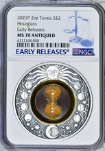 Load image into Gallery viewer, 2021 Hourglass 2oz Silver Antiqued Coin NGC MS 70 ER