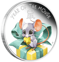 Load image into Gallery viewer, 2020 BABY MOUSE 1/2oz .9999 Silver Proof Half Dollar Coin Lunar Year Tuvalu