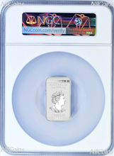 Load image into Gallery viewer, The Queen Elizabeth II effigy on Bar COIN Dragon 1oz Silver $1 NGC MS70