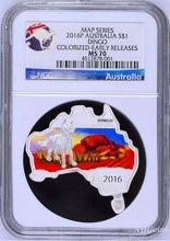Load image into Gallery viewer, Australia MAP SHAPED COIN 2016 DINGO 1 oz $1 Silver Coin NGC MS70 ER