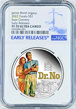 Load image into Gallery viewer, 2022 James Bond 007 Dr. NO SILVER PROOF Colored $1 1oz COIN NGC PF70 ER