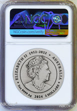 Load image into Gallery viewer, 2024 Australia Antiqued LUNAR Year of the DRAGON 2oz $2 Silver Coin NGC MS70 FR