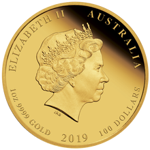 Load image into Gallery viewer, 2019 P Australia PROOF COLORED GOLD $100 Lunar Year of the PIG NGC PF70 1oz Coin